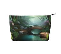 Little Bridge in The East Trousse de maquillage multifonction en velours côtelé avec fermeture éclair 22 x 7 x 17 cm pour voyage, camping, vacances, fitness, Noir , Taille unique