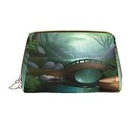 Little Bridge in The East Trousse de maquillage portable en cuir pour cosmétiques, articles de toilette et essentiels quotidiens, blanc, Taille unique