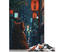 Little Cat in Tokyo Puzzle 1000 Pièces Cadeau Unique Jeu Éducatif Challenge Toy À De Qualité Supérieure Peinture Art pour Adultes Et Enfants À Partir De 12 Ans 1000pcs (75x50cm)