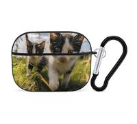 Little Cat on The Grass Coque pour AirPods Pro 2, coque de protection rigide antichoc pour homme et femme, compatible avec coque Airpod Pro 2e/1ère génération, avec porte-clés (noir)