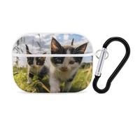 Little Cat on the Grass Coque rigide pour Airpod Pro Coque de protection complète contre les chutes avec porte-clés Compatible avec AirPod Pro 2e/1ère génération, LED avant visible, blanc
