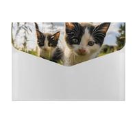 Little Cat on the Grass Organiseur de documents en accordéon à 6 poches avec étiquettes, dossiers de documents de voyage et enveloppes en plastique avec fermeture à pression 33 x 23 cm