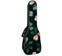 Little Clover Étui pour ukulélé de concert de 58,4 cm avec motif feuilles sur fond vert foncé, Multicolore 01., 25.9x9x3.1in/66x23x8cm, Organiseur de sac