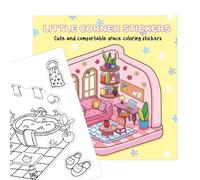 Little Corner Coloring Book, Kids Coloring Book, Coloring Stickers Set, Cozy Coloring Pad, Birthday Coloring Book, Christmas Arts Crafts, Cardstock Coloring Pad, 17x17cm/6.69x6.69 Inches