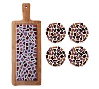 Little Creations - Kit de bricolage mosaïque pour adultes Vieux rose | 1 plateau de service et 4 dessous de verre | Kit complet de pierres de mosaïque et bois | Personnaliser et bricoler soi-même
