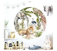 Little Deco DL619 Sticker mural décoratif pour chambre d'enfant, Motif animaux forêt lion girafe, 120 cm
