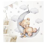 Little Deco DL831-4 Sticker mural pour chambre d'enfant Motif ours en peluche avec étoiles