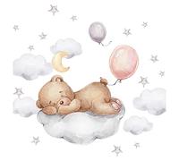 Little Deco DL832-4 Sticker mural pour chambre de bébé Motif ours en peluche sur le nuage