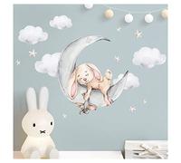 Little Deco DL871-3 Sticker mural Motif lapin avec lune