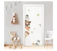 Little Deco DL880-2 Sticker de porte Animaux de la forêt sans nom Sticker mural pour chambre d'enfant Autocollant mural autocollant