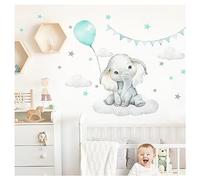Little Deco DL890-2 Sticker mural décoratif pour chambre d'enfant Motif éléphant ballon nuages autocollant pour chambre de bébé, salle de jeux
