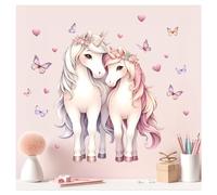 Little Deco Graz Design DL5040-04 Sticker mural XXL pour chambre d'enfant Motif chevaux Rose Poney