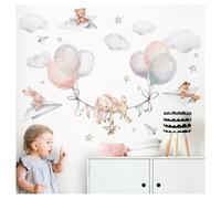 Little Deco Sticker mural autocollant pour chambre d'enfant Motif lapin avec ballons DL846-4