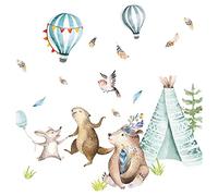 Little Deco Sticker mural pour chambre d'enfant - Animaux de la forêt - 119 x 79 cm (l x h) - Décoration murale pour chambre de bébé, chambre de bébé, chambre de jeu - DL723