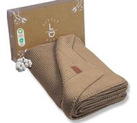 Little Dedi Couverture tricotée de luxe, respirante et régulatrice de température, en coton biologique, certifiée GOTS - Idéale comme couverture douillette et cadeau pour bébé