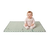 Little Dedi Matelas à langer en coton bio (50,8 x 83,3 cm, certifié OCS, tapis de voyage portable, doux, sans couture, réversible, lavable pour nouveau-nés, motif à carreaux, vert et beige)