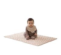 Little Dedi Matelas à langer en coton bio 50,8 x 83,3 cm - Matelas à langer matelassé certifié OCS - Tapis de voyage doux, sans couture, réversible, lavable - Motif à carreaux rose beige