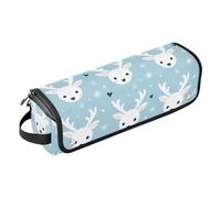Little Deer Faces Sac de voyage pour outils de cheveux bleus et tapis résistant à la chaleur Sac de rangement pour fer à lisser, fer à friser, sèche-cheveux essentiel de voyage pour femme