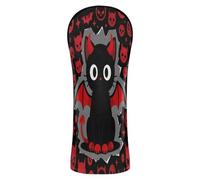 Little Devil Cat Bat Couvre-têtes de golf avec étiquette numérotée pour conducteur bois de parcours hybride Noir