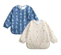 Little Dimsum Bavoir Manches Longues bebe 2Pcs,Imperméable,6 mois à 3 ans