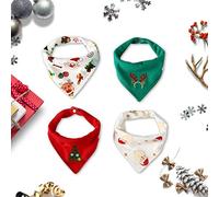 Little Dimsum Christmas Bavoir Bébé Bandana Lot de Bavette en Coton avec Boucle Bavoir de Mode (Christmas 4-Piece Bib)