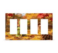 Little Dinosaur's Autumn Forest Roaming Outlet Cover Exquis Durable Plaque murale décorative en polycarbonate thermoplastique de qualité supérieure 4 interrupteurs à vis cachées