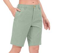 Little Donkey Andy Bermuda léger, à séchage rapide, pour femme, extensible, UPF 50, pour golf, randonnée, voyage, vert clair, taille L