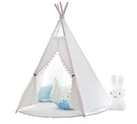 little dove Tipi Tente de Jeu pour Enfants en Toile de Coton Naturel avec Tapis