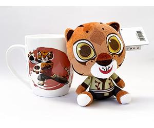 little Dreamers DreamWorks Heroes Coffret cadeau - Shrek, Kung Fu Panda, Madagascar, Home - Tasse 300 ml + peluche Idée cadeau (tigre - Tigre)