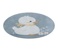 Little Duck Tapis rond doux et absorbant antidérapant pour chambre à coucher, salon, décoration d'intérieur - 90 x 90 cm - Motif canard blanc