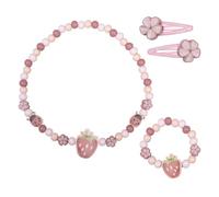 Little Dutch 126213 Parure de bijoux en bois fraise - Fairy Garden, taille unique, Bois, aucun.