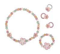 Little Dutch 126220 Parure de bijoux en bois motif fleur - Fairy Garden, taille unique, Bois, aucun.