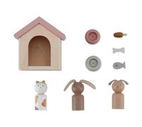 Little Dutch 7120 Kit de jeu 9 pièces en bois FSC pour maison de poupée Animaux domestiques