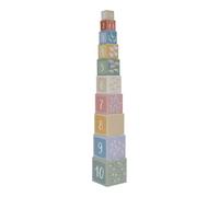 Little Dutch Cube empilable, tour empilable, Safari Friends, vert | Jouet éducatif - 10 blocs - Tri et comptage - À partir de 18 mois - Motifs d'animaux colorés