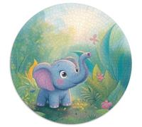 Little éléphant 1000 Pièces Puzzle Rond pour Enfants Encastrement Parfait Jeu D'Intelligence De l'art De La DécoRat ION Moderne 1000pcs (67.5x67.5cm)