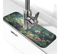 Little Elk in The Grass Tapis de robinet anti-éclaboussures pour évier de cuisine, poignée de robinet anti-goutte, plateau de séchage pour salle de bain (38,1 x 14 cm)