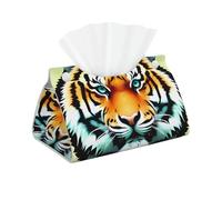Little Fat Boîte à mouchoirs rectangulaire en cuir synthétique avec motif tête de tigre élégant et moderne pour table, salle de bain, voiture
