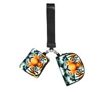 Little Fat Lot de 2 porte-clés avec dragonne en forme de tête de tigre pour femme - Petit sac de poignet pour clés, cartes, pochette zippée pour course à pied, gym, voyage, sports de plein air