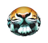 Little Fat Tiger Head Bonnet de douche réutilisable double couche étanche avec bande élastique pour le bain, le spa, le salon de douche pour homme et femme