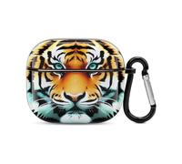 Little Fat Tiger Head Coque de protection intégrale antichoc pour écouteurs Bluetooth avec chargement sans fil et porte-clés Cadeau personnalisé pour AirPods 3