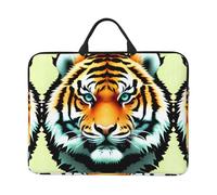 Little Fat Tiger Head Housse pour ordinateur portable 14" - Sac de transport pour voyage d'affaires, bureau - Avec bandoulière et porte-documents