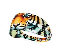 Little Fat Tiger Head Image Bandeau d'exercice élastique Cravate de tête, Bandeau pour Hommes et Femmes, Bande de Cheveux pour Yoga Fitness