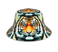 Little Fat Tiger Head Produit Chapeau cloche réfléchissant double face, impression double face, convient pour toutes les saisons - Noir, noir - Taille unique