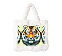 Little Fat Tiger Head Sac à main en peluche pour femme - Automne/hiver Sac à bandoulière pour pièces de monnaie Portefeuille