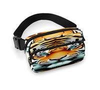 Little Fat Tiger Head Sac banane avec sangle réglable pour sports de plein air randonnée Blanc 20 x 13 cm