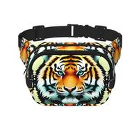 Little Fat Tiger Head Sac banane carré double couche uni pour course à pied, voyage, randonnée, fitness, noir, taille unique, Noir , Taille unique