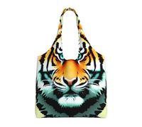 Little Fat Tiger Head Sac fourre-tout léger en toile pour femme