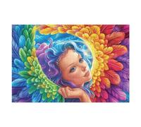 Little Fée Fille Fleurs 1000 Pièces Puzzle Famille en Carton Rigide Difficulté Moyenne Activité Familiale Anti-Stress Loisir Créatif Idée Cadeau Anniversaire Premium 1000 PCS