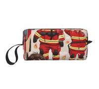 Little Firefighters Trousse de maquillage imprimée avec poignée, légère et portable, organisateur de cosmétiques pour voyage, gym et usage quotidien - Cadeau pour femmes et filles, blanc, Taille