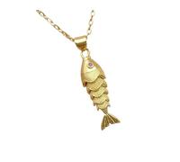 Little fish necklace, women's stainless steel collarbone chain, personalized pendant, cute jewelry gift, One Size, Agate